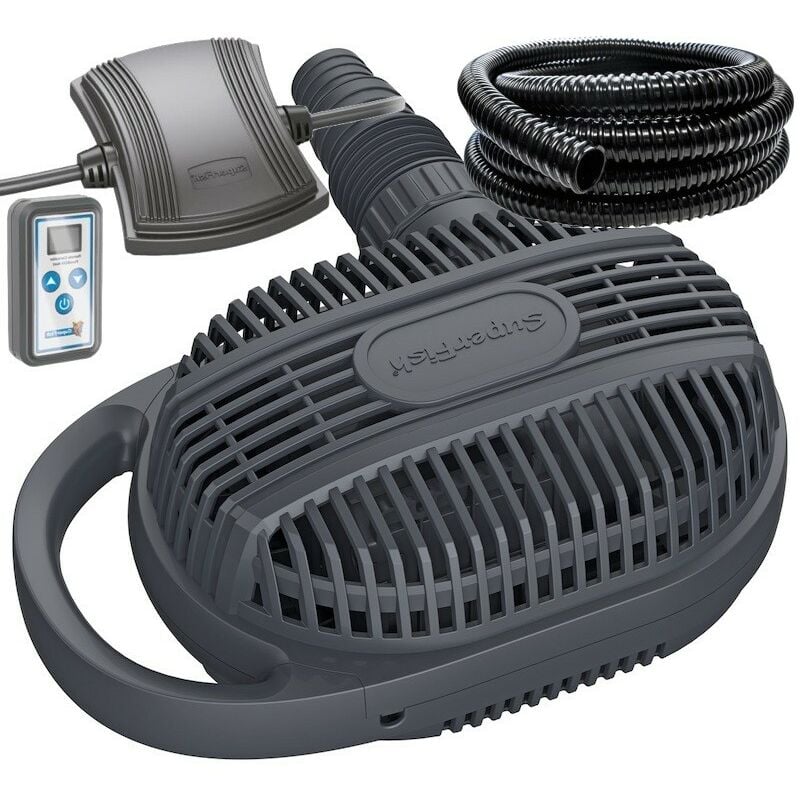 Pompe Bassin 11200 l/h De Qualité, + Télécommande + 10m de tuyau 40mm Pour Bassins De Jardin Jusqu'à 12m3 - Noir