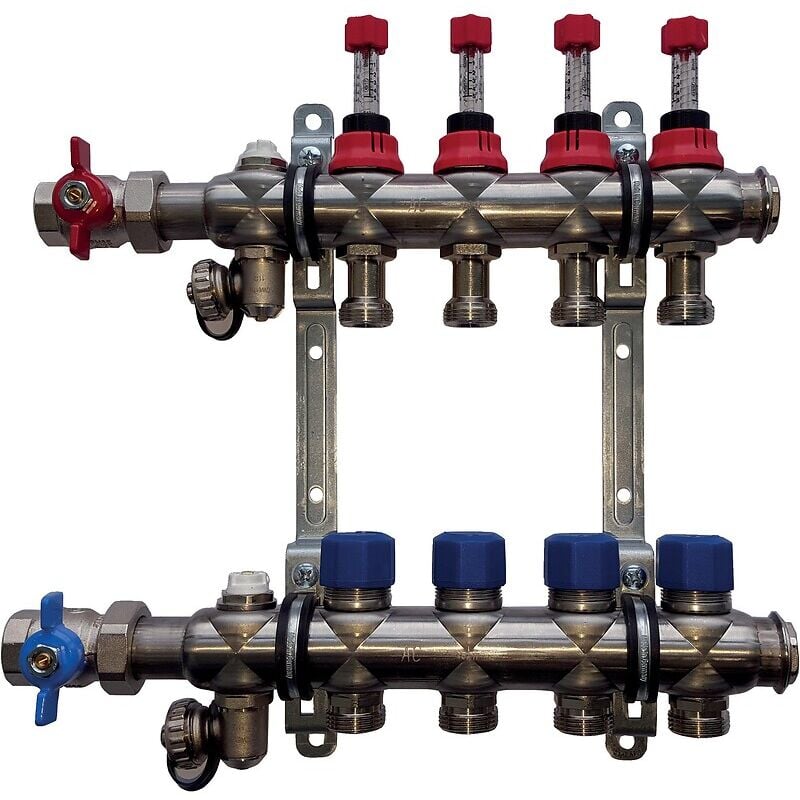 Kit collecteur inox pour plancher chauffant 9 circuits sans raccord - THERMACOME