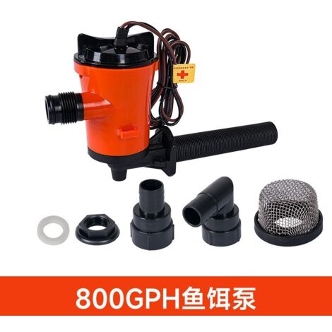 Pompe d'aération pour bateau leurre 600 GPH, pompe submersible CC pour poissons vivants dans les aquariums, 12 V 600 GPH 1 12 V 600 GPH Pompe submersible CC pour poissons vivants dans les bateaux leur