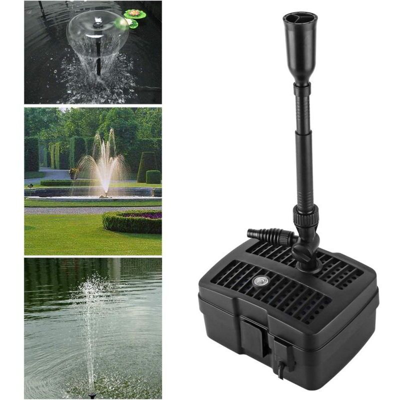 Pompe de Bassin 4 en 1 avec Filtre UV 5W Débit 1000 l/h Câble 10m pour Fontaine Jardin