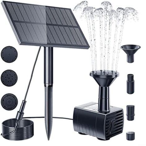 Pompe de bassin solaire pour extérieur, 5 W, 5 V, fontaine solaire, décoration de jardin, avec panneau solaire enfichable, 180 l/h, pompe à eau