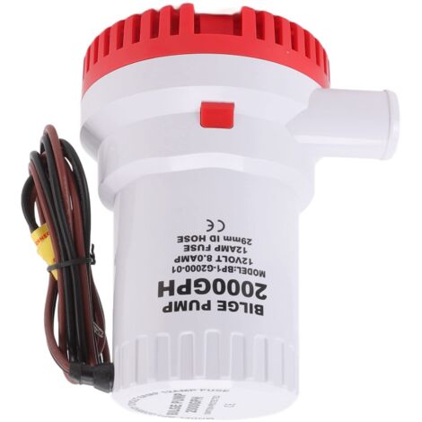Pompe de cale 2000 GPH, pas de fonctionnement de la pompe de cale Pas d'épuisement Micro facile à retirer pour l'étang 12V.