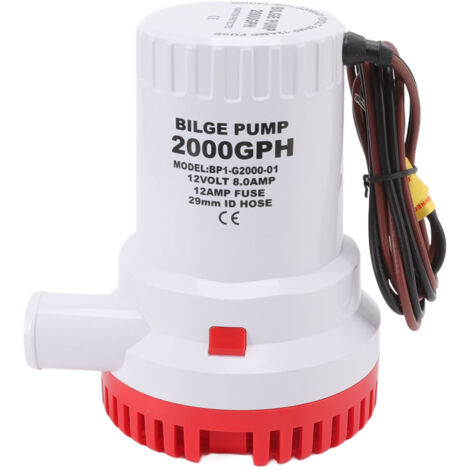Pompe de cale silencieuse pour bateau, Submersible, Micro vidange des eaux usées marines pour étang et piscine, 2000 GPH, 12V