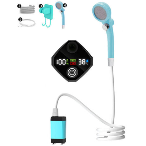 Pompe de douche de camping portable Pompe de douche électrique rechargeable avec affichage numérique intelligent,6000mAh,DUBUNS