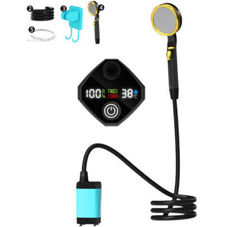 Pompe de douche de camping portable Pompe de douche électrique rechargeable avec affichage numérique intelligent,9000mAh,DUBUNS