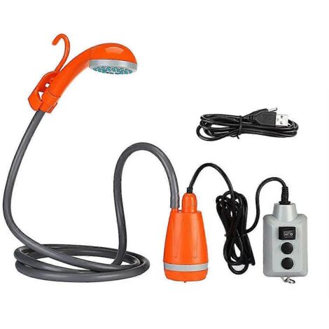 Pompe de douche portable rechargeable pour douche extérieure, orange
