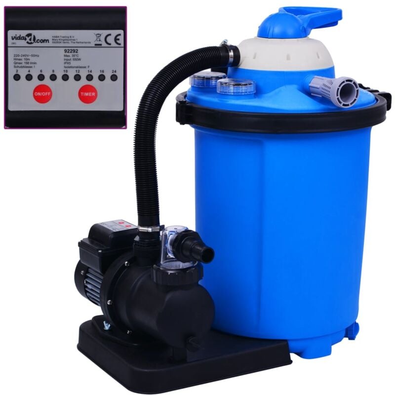 Vidaxl - Pompe de filtration à sable avec minuterie 550 w 50 l