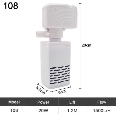 Pompe de filtration pour aquarium submersible silencieuse