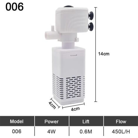 Pompe de filtration pour aquarium submersible silencieuse