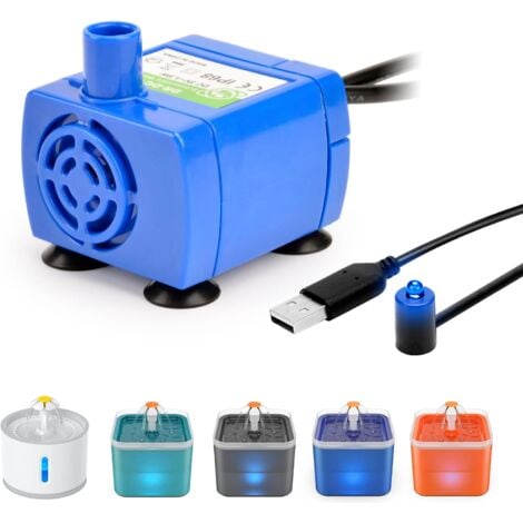 HEYTEA Pompe de Fontaine à Chat Chien, Pompe à Eau Submersible pour Animaux de Compagnie