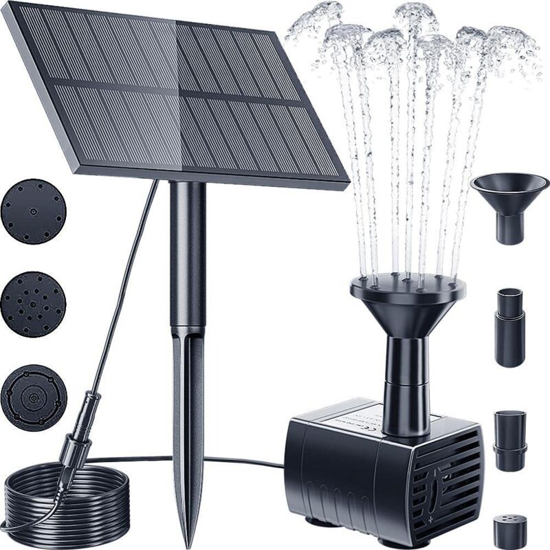 Pompe de fontaine à eau d'extérieur, kit de pompe de fontaine solaire améliorée avec piquet, pompe à eau de fontaine à énergie solaire pour bain