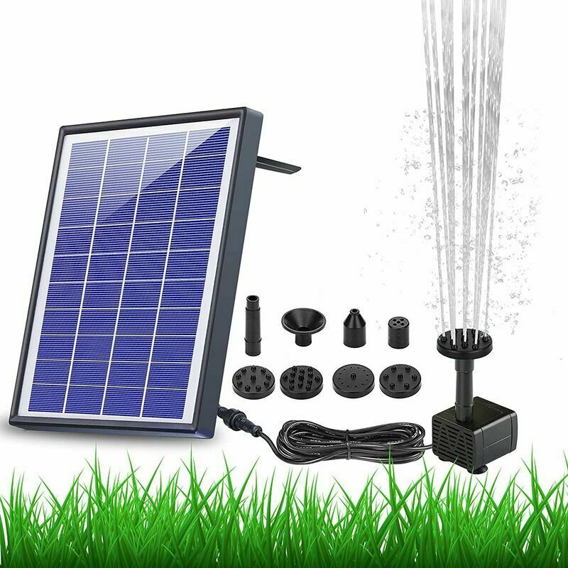 Tigrezy - Pompe de fontaine solaire 6,5 w Batterie intégrée 1500 mAh, pompe à eau solaire fontaine flottante avec 6 buses, pour bain d'oiseaux,