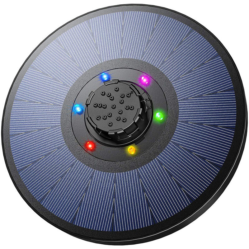 Memkey - Pompe de Fontaine Solaire avec 6 lumières led colorées et 7 Styles de Fontaine, 4 en 1 Pompe Solaire pour Bain d'oiseau, étang, Réservoir à
