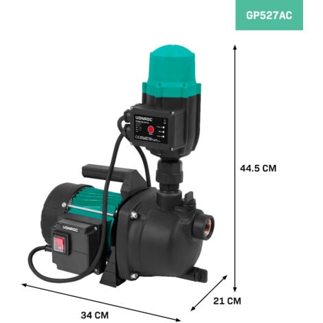 Pompe de Jardin/Pompe Hydrophore VONROC - 800W - 3300l/h - 4 bar - hauteur max 40m - 35°C max, Pressostat Eau Inclus - Pour Irrigation Jardin, Systèmes Eau Potable - Capacité Aspiration 8M, LED