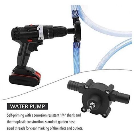 Pompe de perceuse électrique, pompe à eau mini pompe de perceuse électrique à main pompe auto-amorçante portable pompe de perceuse ménage petite pompe à eau pour la maison jardin， 6. 35Mm