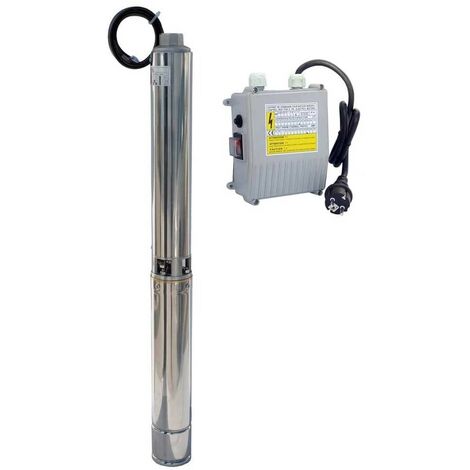 Pompe de puits submersible 4S + ControlBox monophasée - BCN  Puissance hp: 2 CV