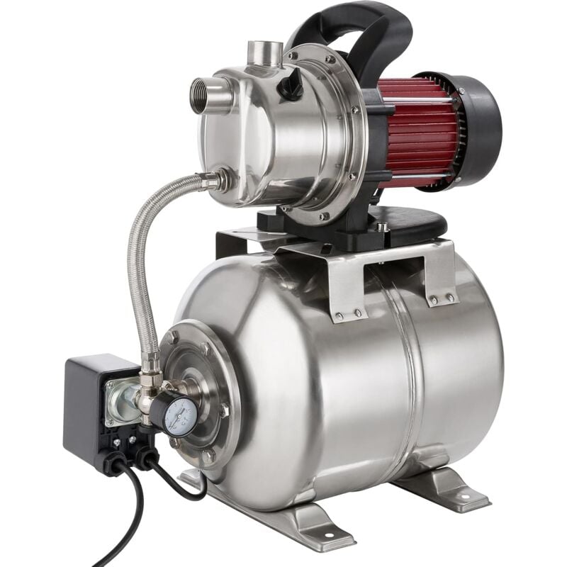 Arebos Station Pompe Domestique Surpresseur avec reservoir 3800 L-h 1200W Acier Inoxydable 19L