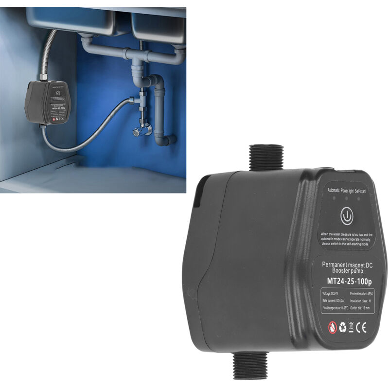 Pompe de surpression à moteur dc sans balais automatique à aimant permanent pour l'irrigation domestique 100W 24V Noir 100-240V eu Plug- Trimec