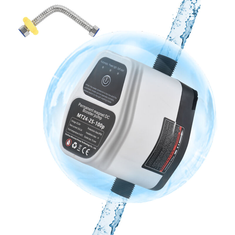 Pompe de surpression d'eau portable 24V 100Pa Auto Shower Water Pressure Booster Intelligent Sensing Energy Saving Max 25L/min Flow 82Ft Lift Low