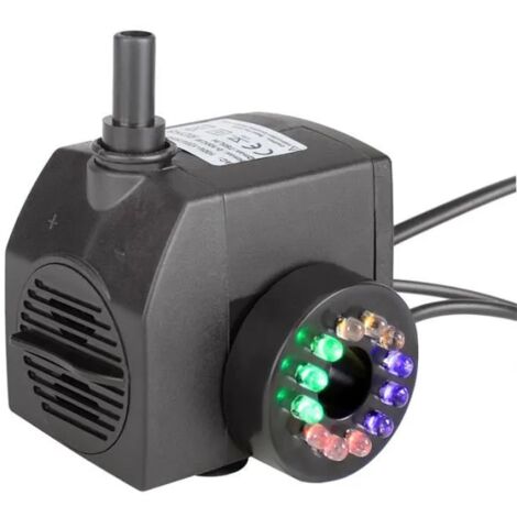Pompe d\'eau pour bassin de jardin À éclairage LED 72x54x63mm Noir FUIENKO