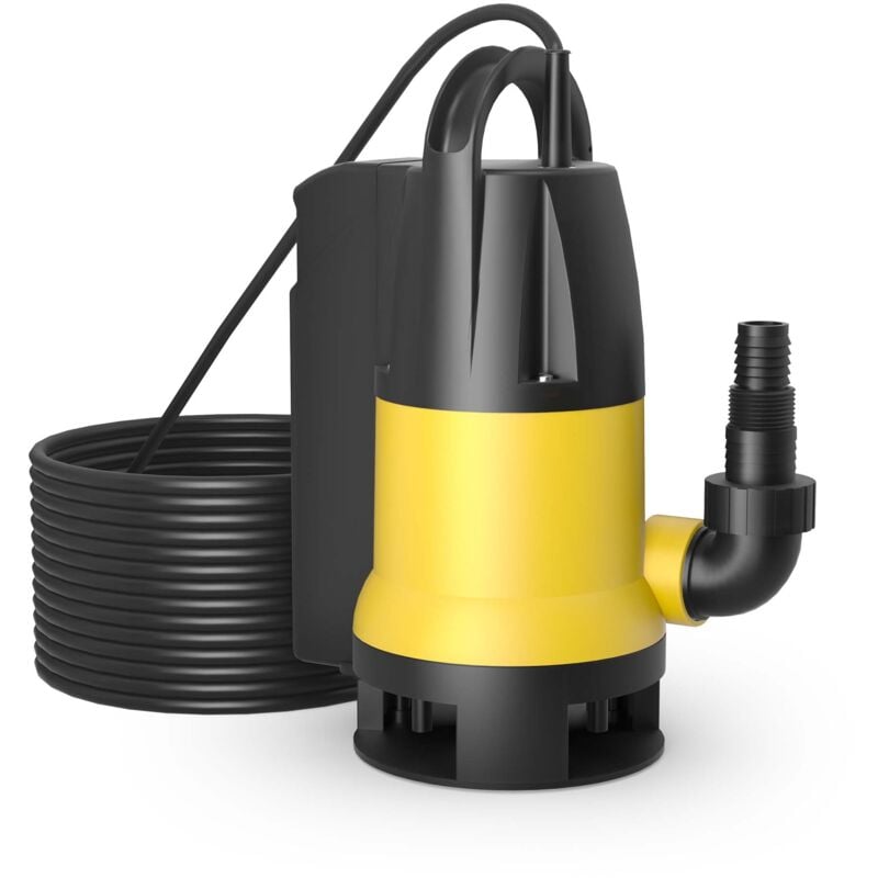 Pompe électrique pour eaux sales – Submersible – 750 w / 13000 l/h – Refoulement max. 7,5m – avec Flotteur – Particules jusqu'à ø 35 mm – Arrosage