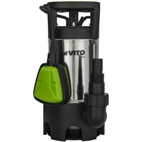 Pompe d'évacuation 550W VITOGARDEN Eaux chargées Acier Inoxydable Vide caves Piscines Eaux claires ou Eaux sales Câble 10m