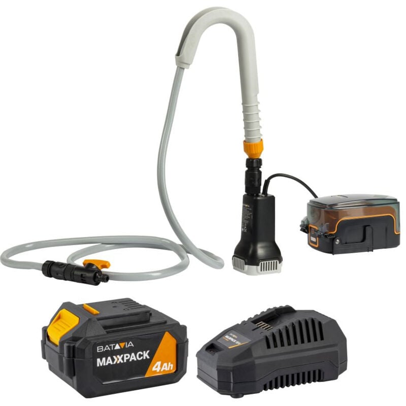 Pompe d'arrosage vide-cave 18V sans fil Batavia Maxxpack - Batterie 4.0 Ah et chargeur rapide 4.0 Ah inclus