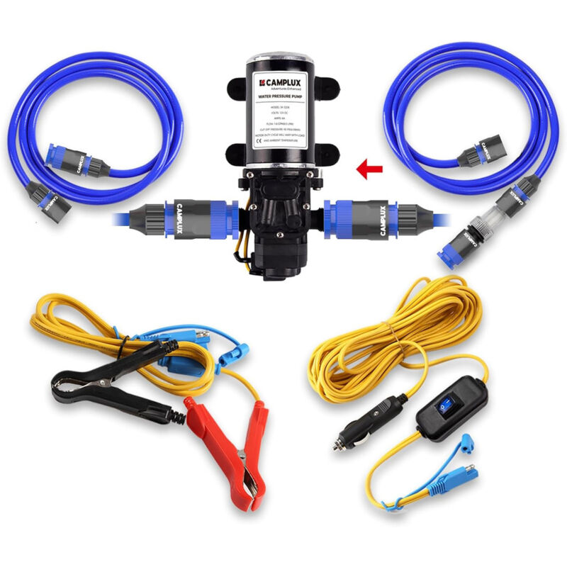 PP-3206 Pompe à Eau 6 L/Min, DC12V, 4,5 Bar, Haute Pression pour Caravane, Bateau, Système d'Eau Chaude au Gaz - Camplux