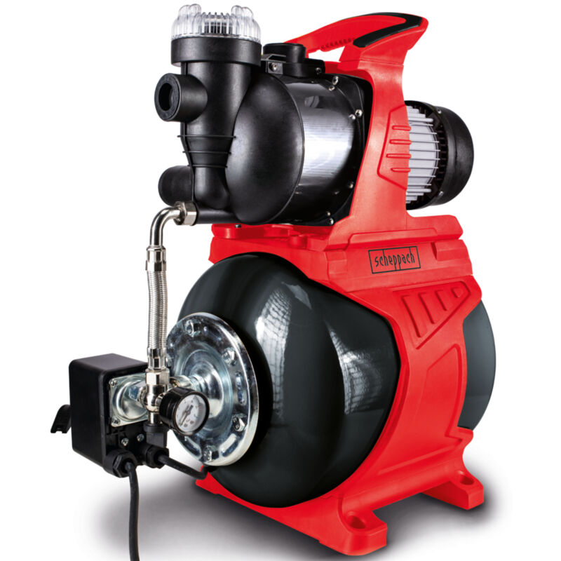 Scheppach - Pompe à eau domestique HWW1000 – Station d'eau – Moteur 1000 w – Débit 4300 L/h – Pression de refoulement 4,4 bar – Réservoir 19 l –