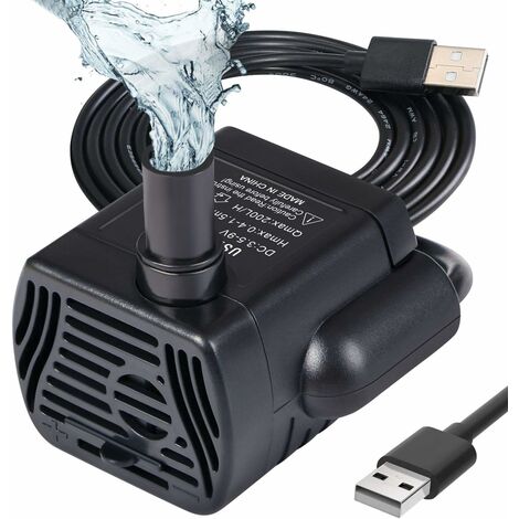 Pompe Eau Submersible, Aquarium Pump Ajustable 200L/H 3W Ultra-Silencieux Pompe Catit USB pour Étang Fish Tank Fontaine Réservoir de Poissons Cordon de 1.4m,dolaso