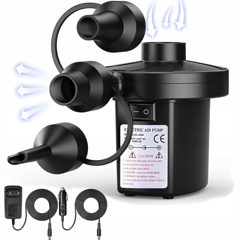 Pompe Électrique À Balles Matelas Piscine 12v/230v + Extrémités Voiture Vélo