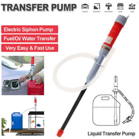 Pompe électrique à siphon 3W – Avec tuyau 62,2 cm – Pour transfert eau, essence, huile – Utilisation garage, aquarium, sous-sol