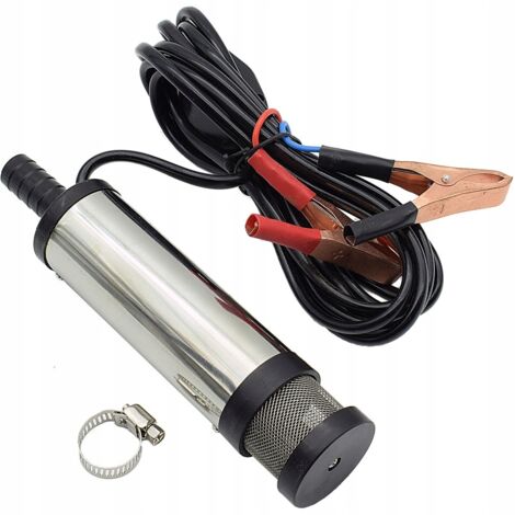 POMPE ÉLECTRIQUE POUR VIDANGE CARBURANT, HUILE, EAU, PINCES CROCODILE 12V