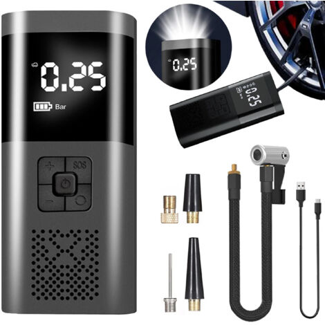 Pompe électrique rechargeable, mini compresseur de voiture, lampe torche SOS