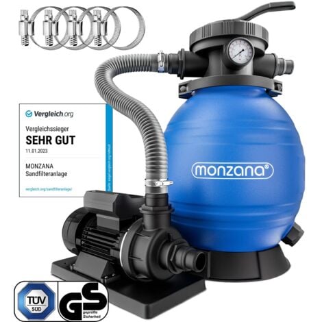 Pompe filtre à sable 10.200l/h 400W 2en1 raccord 32-38mm métal système de filtre à sable 7 fonctions piscine certifié TÜV