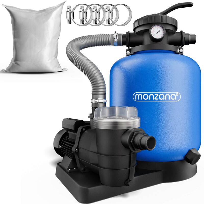 Pompe filtre à sable 11.000 l/h verre filtrant 25 kg système filtration piscine