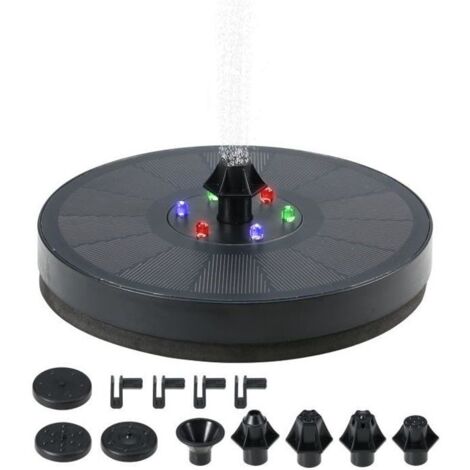 Pompe Fontaine Solaire pour Bassin de Jardin - 3W 7V avec 6pcs lumière dégradée colorée et 7 Buses