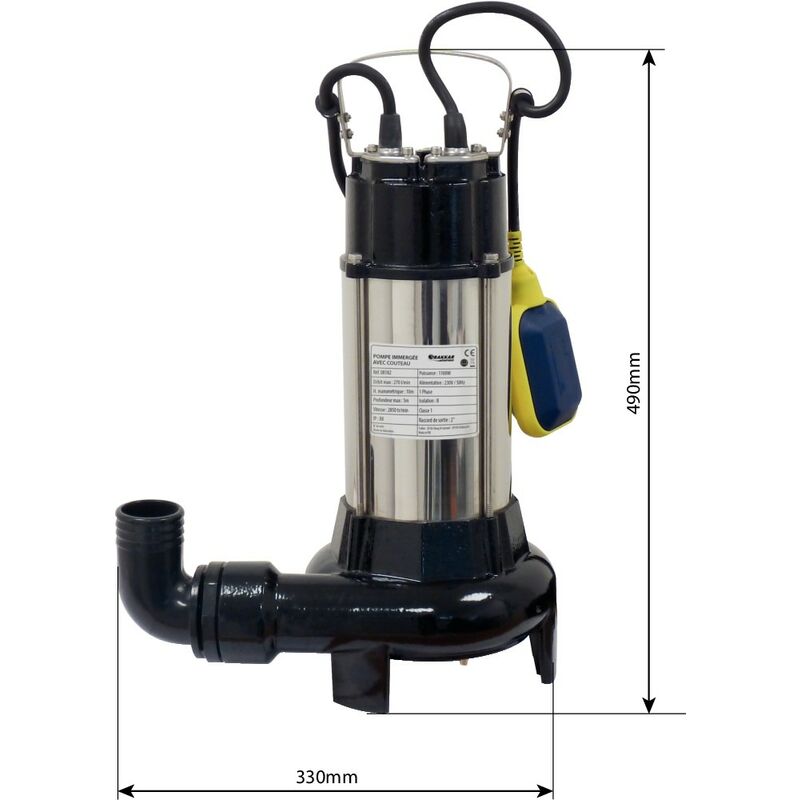 Drakkar Equipement - pompe immergée automatique avec couteau -1100W Spécial agriculture - S08182