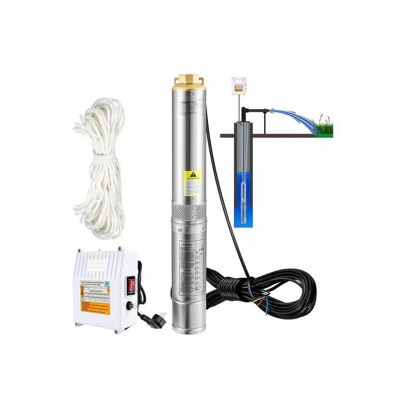Pompe Im ME rgée pour Puits 190 l /min 57 m Pompe à Eau pour Puits Profond en Acier Inox, Électrique 1100 w Sub ME rsible Automatique