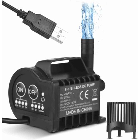 Pompe mini 5V QR70TL 400L/H 3m USB aquarium/bassin