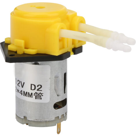 Pompe péristaltique 12V jaune pour aquarium, usage laboratoire, tube 2x4mm