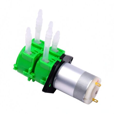 Pompe péristaltique double tête 12/24V CC – Auto-amorçante, tube silicone alimentaire, labo aquarium