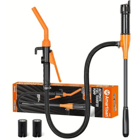 Pompe portable à batterie avec buse de contrôle de débit (2,4 GPM) et tuyau extra-long — Pompe siphon électrique pour le transfert d'essence, de diesel et d'eau