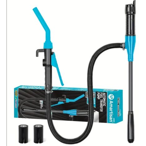 Pompe portable à batterie avec buse de contrôle de débit (2,4 GPM) et tuyau extra-long — Pompe siphon électrique pour le transfert d'essence, de diesel et d'eau