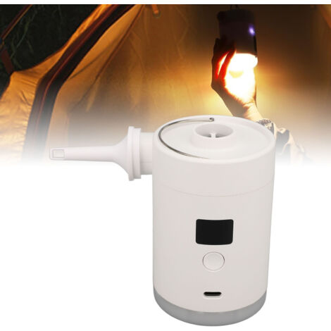 Pompe portable rechargeable Mini électrique avec écran LED lumière pour matelas air ABS blanche 4000mAh pompe inflatable gonflage dégonflage camping