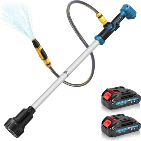 Pompe pour fûts de pluie à batterie 3000 l/h avec 2 × 2.0Ah batteries avec 1.5m Câble Pompe Immergée Filtre Intégré Pompe Submersible de tansfert Sans Fil Idéal Vidange, Arrosage Jardin étang
