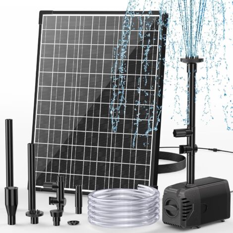 Pompe solaire de bassin 20 W, 1000 l/h, avec débit réglable, câble 5 m, pompe à eau anti-obstruction pour extérieur, jardin, étang, fonction l'eau - W