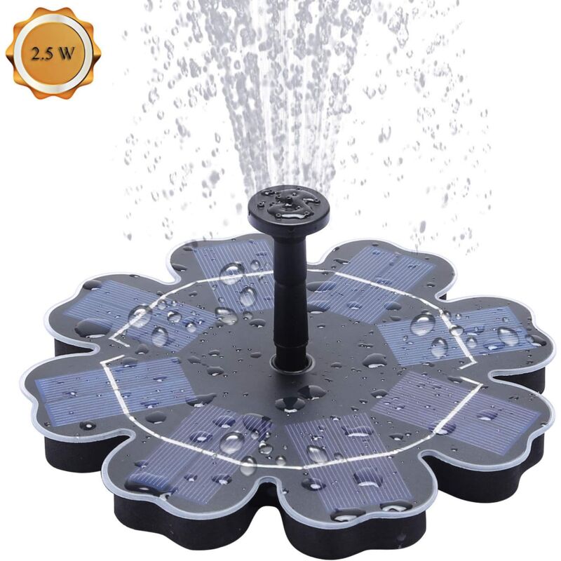 Pompe solaire de bassin 2,5 w Φ7,5 'Pompes solaires de fontaine de bassin solaire, fontaine avec fonction d'eau extérieure pour bain d'oiseaux,