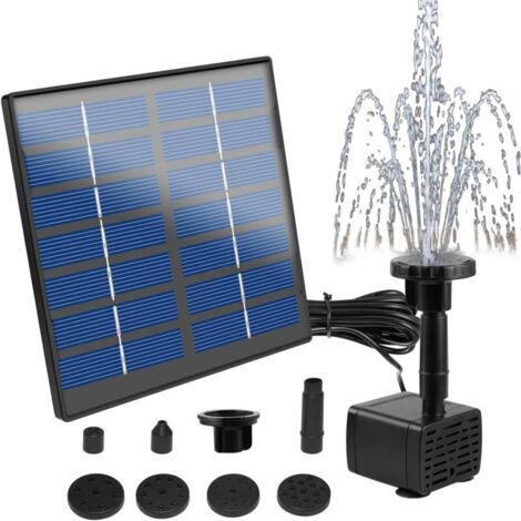 Pompe solaire de bassin, Fontaine solaire, 7 V, 1,5 W , Pompe à eau solaire avec 6 styles de fontaine , Pompe flottante pour jeu d'eau, salle de bain d'oiseaux, bac à poissons, 160 l/h