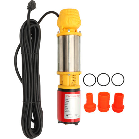 Pompe solaire de puits profond 12V 250W, 8m de levage, 5m³/h d'eau DC avec 3 Joints 1 pouces 1,5 pouces 2 pouces pour les fermes familiales